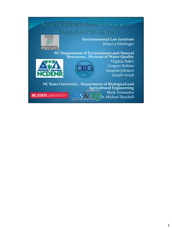 Environmental Law Institute  Rebecca Kihslinger  NC Department of Environment and Natural