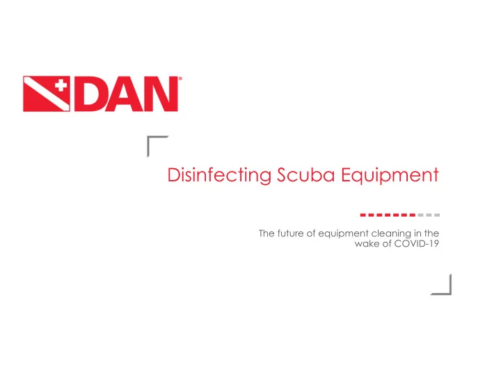 disinfecting scuba equipment