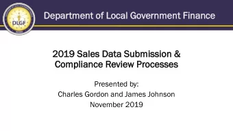 Dep  Depar  artmen  ent of  of Lo  Loca  cal Go  Governmen  ent Finan  Finance  ce  2019 Sales Dat