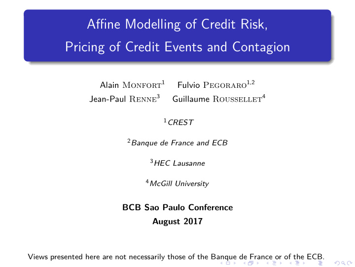 affine modelling of credit risk pricing of credit events