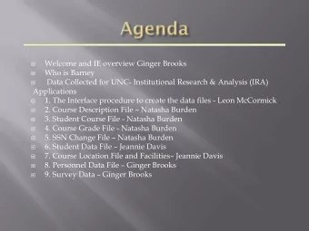 Welcome and IE overview Ginger Brooks    Who is Barney    Data Collected for UNC-