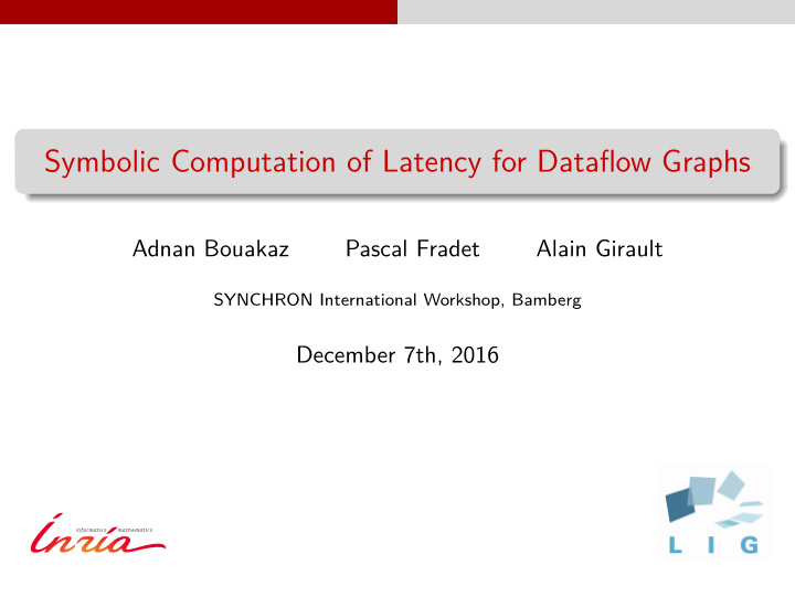 symbolic computation of latency for dataflow graphs