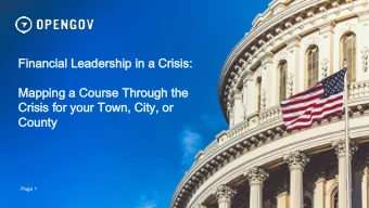 Financial Leadership in a Crisis:  Financial Leadership in a Crisis:  Mapping a Course Through the