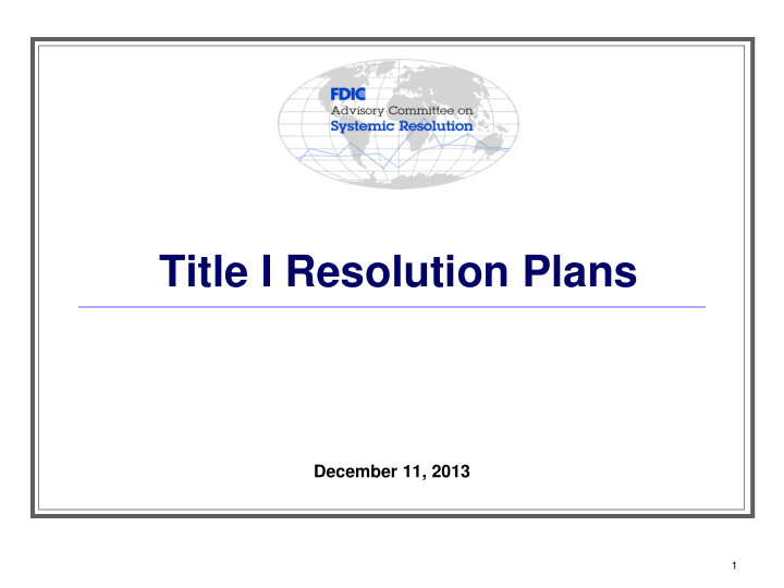 title i resolution plans