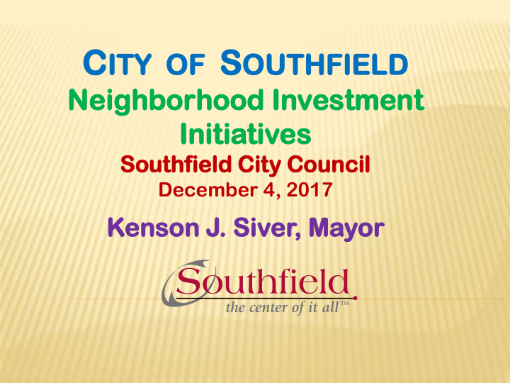 issues facing southfield neighborhoods