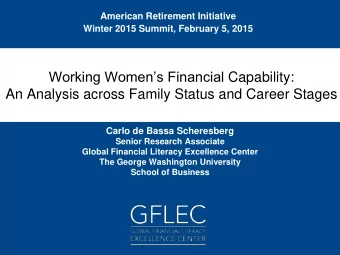 Working Womens Financial Capability:  An Analysis across Family Status and Career Stages  Carlo