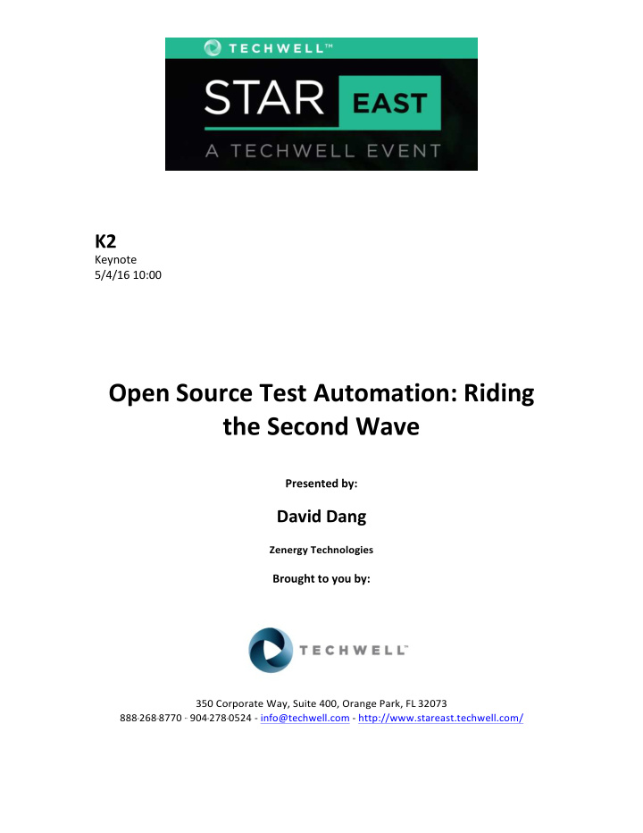 open source test automation riding the second wave