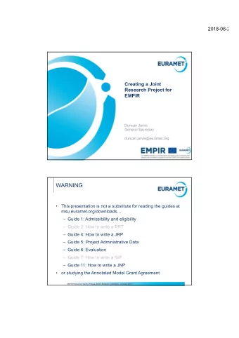 WARNING    This presentation is not a substitute for reading the guides at