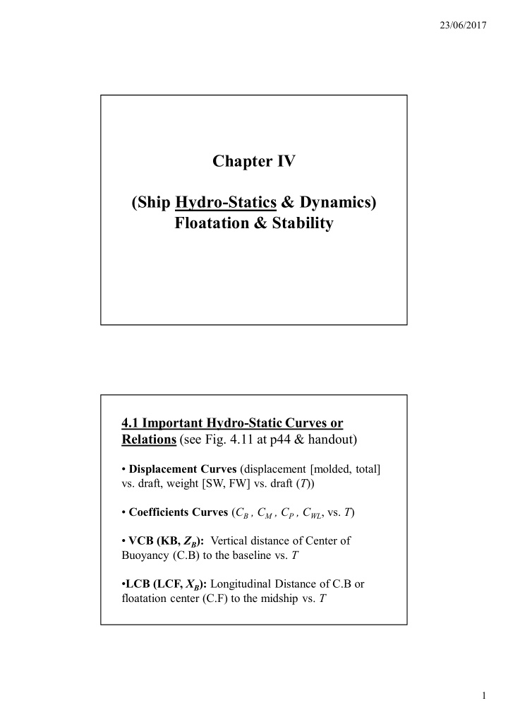 chapter iv ship hydro statics dynamics floatation