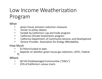 Low  Income  Weatherization    Program  What  green  house  emission  reduction