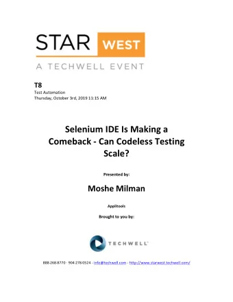 Selenium  IDE  Is  Making  a   Comeback - Can  Codeless  Testing    Scale?
