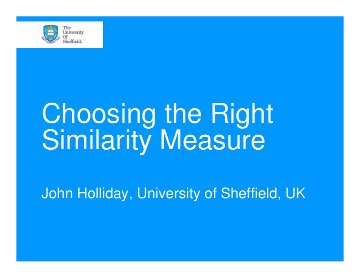 choosing the right similarity measure