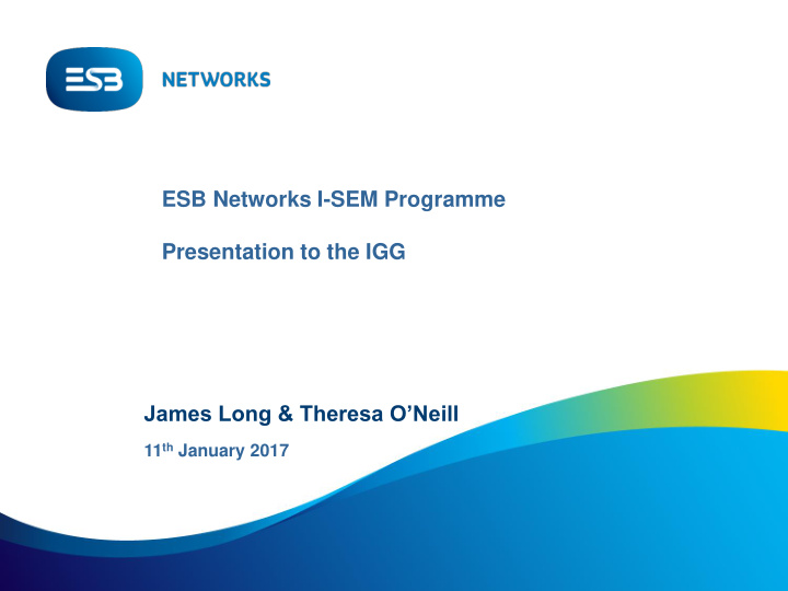 esb networks i sem programme presentation to the igg