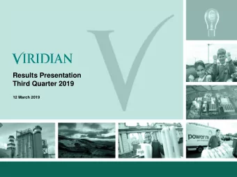 Results Presentation  Third Quarter 2019  12 March 2019  Forward looking statements  This
