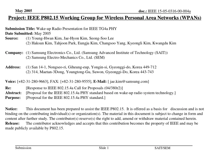 project ieee p802 15 working group for wireless personal