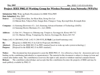 Project: IEEE P802.15 Working Group for Wireless Personal Area Networks (  etworks (WPANs  WPANs)