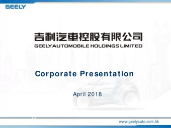 Corporate Presentation  April 2018  Sales Performance  Jan. - Mar. 2018  Overall:  386,296 units,