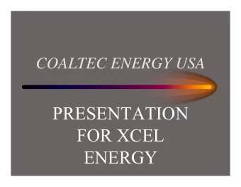 PRESENTATION  FOR XCEL  ENERGY  COALTEC ENERGY   Coaltec installed a gasification system at P