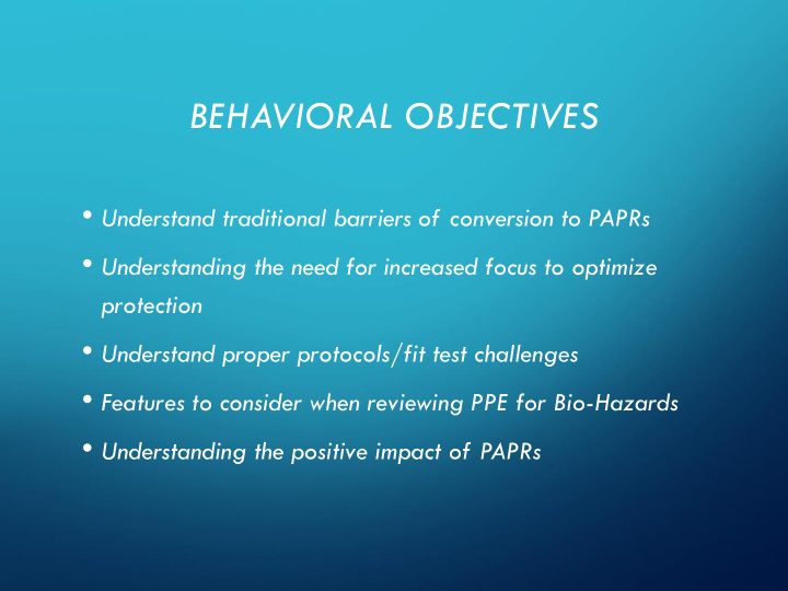 behavioral objectives