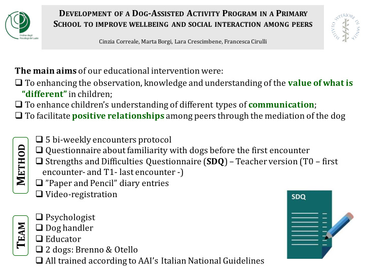 activities proposed during the dog assisted program