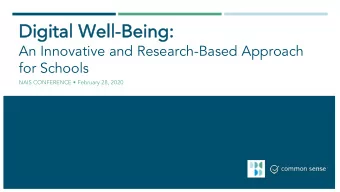 Di  Digi  gita  tal Wel  ell-Be  Being:  An Innovative and Research-Based Approach  for Schools