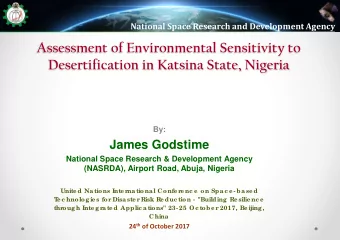 Assessment of Environmental Sensitivity to Desertification in Katsina State, Nigeria  By:  James