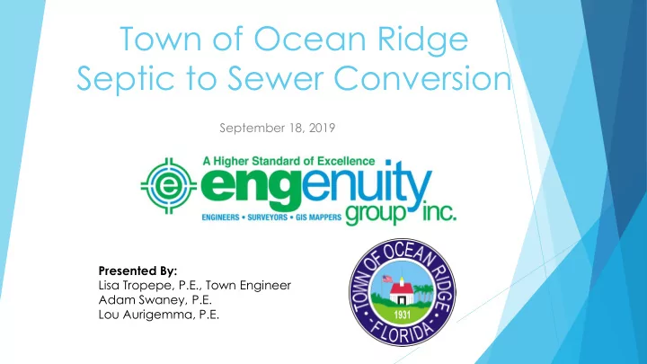 town of ocean ridge septic to sewer conversion