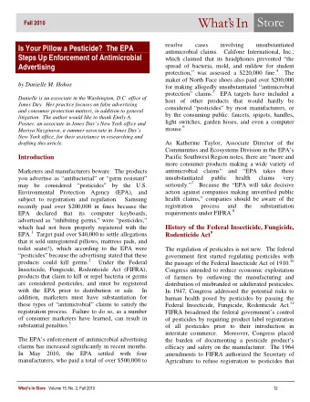 Whats In  Store Fall 2010  resolve  cases  involving  unsubstantiated  Is Your Pillow a