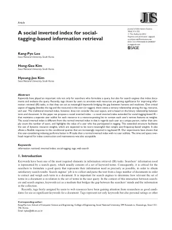 A social inverted index for social-  The Author(s) 2012  Reprints and permission: sagepub.