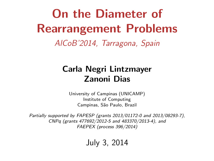 on the diameter of rearrangement problems