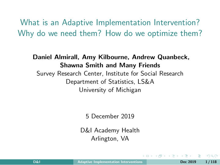 what is an adaptive implementation intervention why do we