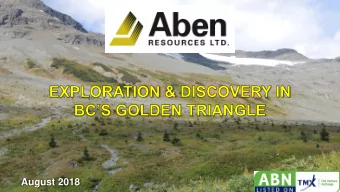 August 2018  Forward Looking Statements Some of the statements in this document may be deemed to be