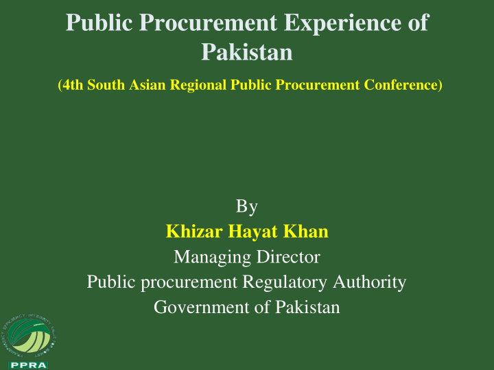 public procurement experience of
