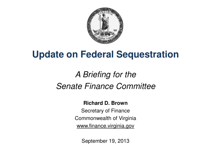 update on federal sequestration
