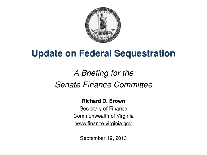 update on federal sequestration