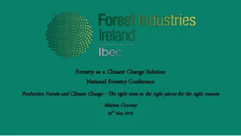 Forestry  restry as a Cl  Climate  ate Change  nge Solut  ution  ion  Natio  tional  nal Forestry