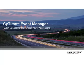 CyTime TM Event Manager  Event Management for Critical Power Applications  Why Sequence of Events