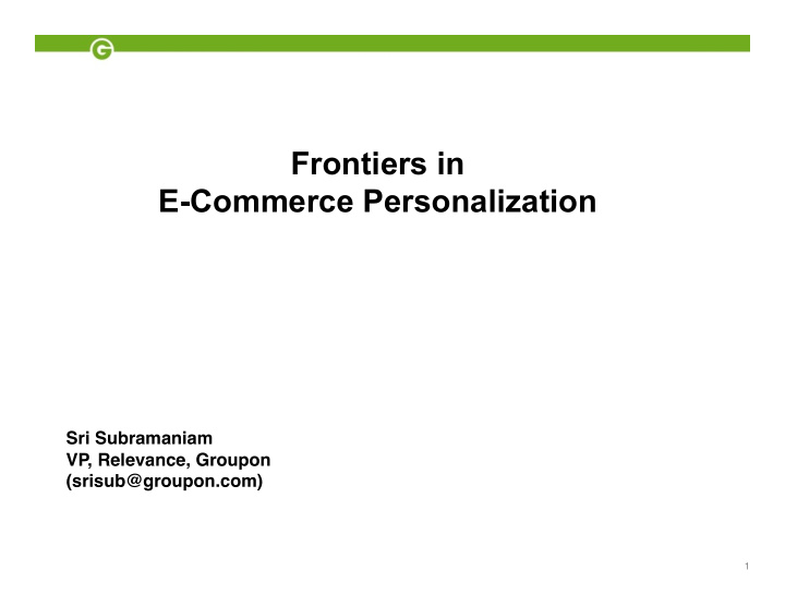 frontiers in e commerce personalization