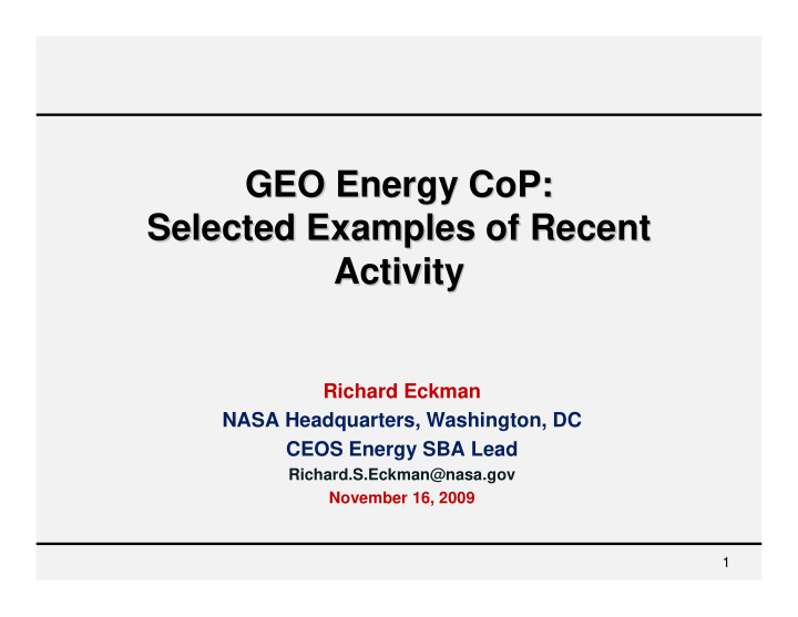 geo energy cop geo energy cop selected examples of recent