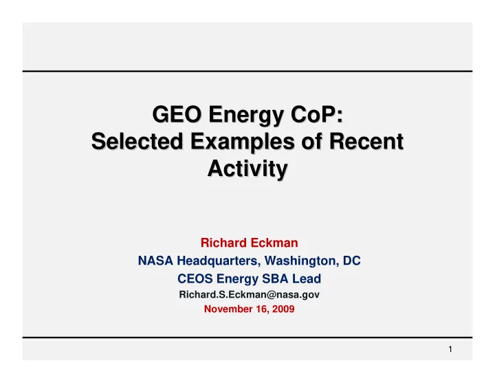geo energy cop geo energy cop selected examples of recent
