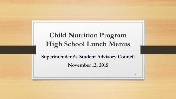 child nutrition program high school lunch menus