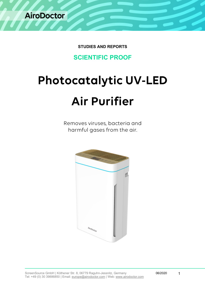 photocatalytic uv led air purifier