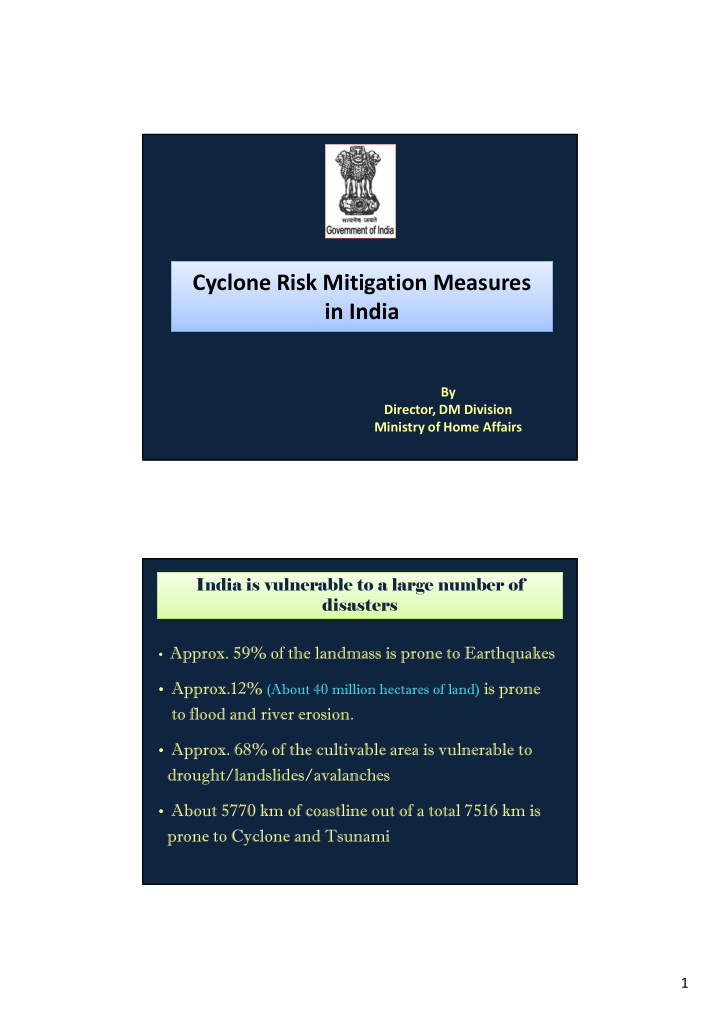 cyclone risk mitigation measures in india
