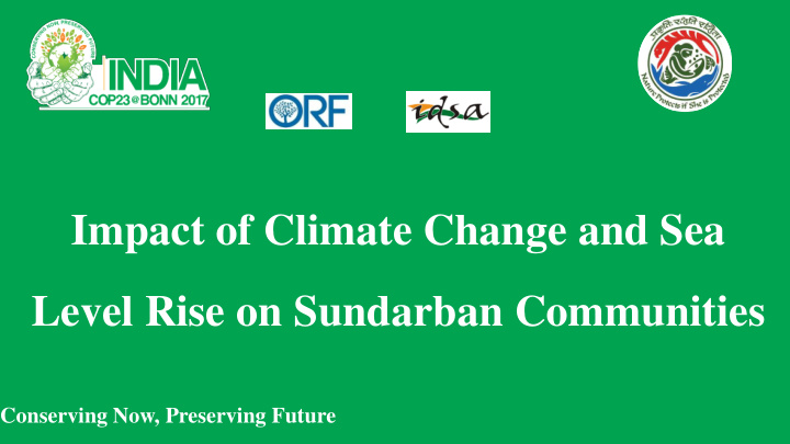 impact of climate change and sea level rise on sundarban
