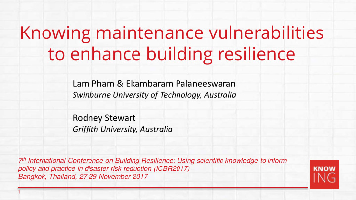 knowing maintenance vulnerabilities to enhance building