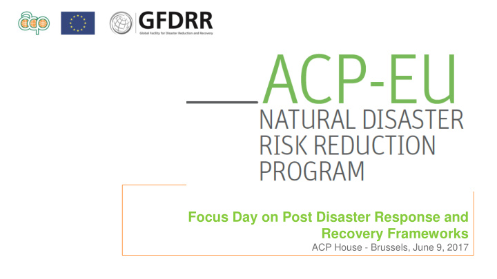 focus day on post disaster response and