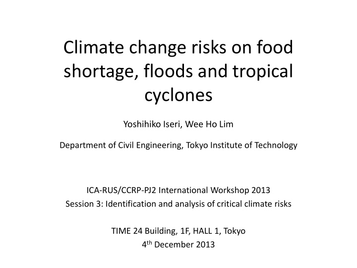 climate change risks on food shortage floods and tropical