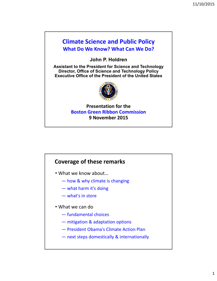 climate science and public policy