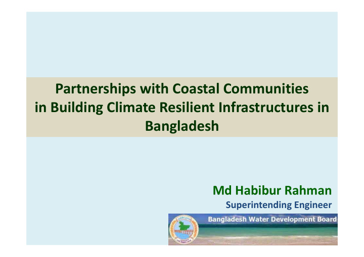 partnerships with coastal communities in building climate