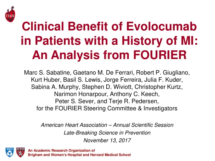 clinical benefit of evolocumab in patients with a history